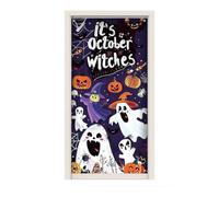 Halloween Door Covers for Front Door Fabric Gothic Pumpkin Ghost Washable