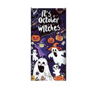 Halloween Door Covers for Front Door Fabric Pumpkin Ghost Reusable Washable