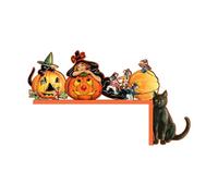 Halloween Door Decoration Wooden Wall Stickers Little Witch Pumpkin Head Porch Garden Indoor Outdoor Festive Hanging Ornament Home (B, 25 * 15 * 3cm)