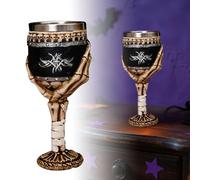 Halloween Door Decorations Chalice Wine Goblet 7oz Medieval Skeleton Wine Chalice Cup Gothic Sacrifice Globlet Stainless Steel Drinking Cup Drinking Cocktail Whiskey (Black, 17. 5cm)