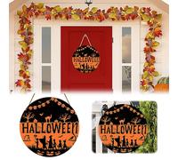 Halloween Door Hanging Decoration Welcome Sign 12 Inch Happy Halloween Wall Hanger Festive Door Sign for Seasonal (Orange, 30x30 cm)
