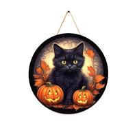 Halloween Door Hanging Decoration Wooden Happy Halloween Sign for Front Door Festive Welcome Decoration Wood Sign - Perfect Seasonal Décor for Celebrations (30cm)