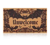 Halloween Door Mat, Gothic Red Bat Doormat with Unwelcome Design for Porch