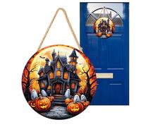 Halloween Door Sign - 2D Wooden Hanging Decor | Pirate Captain Haunted House Pumpkin Ghost Signs | Spooky Festival Decoration for Yard Home Wall Room Fireplace Kitchen Window | Party Props for Indoor
