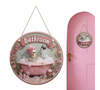 Halloween Door Sign Decor - Wooden Round Hanging Plate Ornament | Sturdy Weather Resistant Finish, Vivid Seasonal Design for Indoor Outdoor Wall, Window, Mantel, Fence or Home, 260g 7.87x7.87in