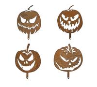 Halloween Door Sign Happy Jack-O'-, Pumpkin, Haloween Garden Stake, Pumpkin Carving, Steel Construction with Real Finish, USA Garden Sculpture (Coffee, 25x25cm)