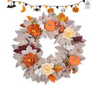 Halloween Door Wreath, 45 cm Thanksgiving Decoration with Maple Leaves, Decorative School Student Room Office Apartment Home Classroom Living Room Party and Preserves Its Visual Appeal Throughout the
