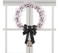 Halloween Door Wreath | Gothic Skeleton Hand Skull Wreath with Bow 35 x 48cm Decorative Front Door Hanging Ẃreath for Porch Entryway Fireplace Window Wall Halloween Party Home Haunted House Decor