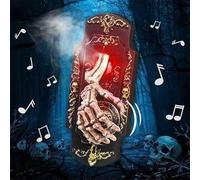 Halloween Doorbell Decorations, Spray Halloween Haunted Doorbell, Skeleton Hand with Light Up Red Eye, Spooky Sounds & Horrible Mist, Scary Party Doorbell Prop