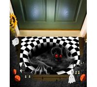 Halloween Doormat, 3D Stereo Vision Skeleton Rug, Checked Horror Doormat, 3D Funny Soft Carpet, Clown Trap Pattern, Floor Mat, Scary, Halloween Decoration for Living Room, Bedroom (60 x 40 cm)