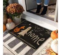 Halloween Doormat, Black Ghosts and Pumpkins Indoor & Outdoor Entry Rug, Cute Seasonal Decor, Non-Slip Waterproof Dust-Absorbent Front Mat, Easy to Clean 29x17 Inch