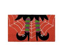 Halloween Doormat Welcome Mat Cute Witch Decoration Shoes Off Party Night Indoor Outdoor Carpet (Khaki, One Size)