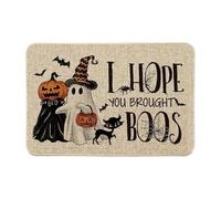 Halloween Doormat with Saying "I Hope You Brought", Funny Welcome Door Mat with Pumpkin & Witch Hat Design, Non-Slip Decorative Mat, Indoor Outdoor Floor Mat for Entrance, Patio, Autumn Decoration