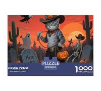 Halloween-Dragon-Li Cat 1000 Pieces Jigsaw Puzzle Gift Adults Relax Entertainment Pet Cat Poster Included Durable 38x26cm/1000pcs