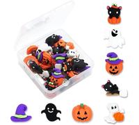 Halloween Drawing Pins,32 Pcs Decorative Push Pins for Bulletin Board Cute Push Pins Pumpkin Ghost Black Cat Witch Hat Thumb Tacks for Wall Photo Map Pins School Office Halloween Decorations Supplies