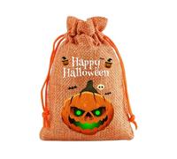 Halloween Drawstring Candy Bags, 10 x 14 cm Halloween Burlap Gift Bags Different Pumpkin Patterns Witch's Hat Black Cat on Pumpkin Halloween Party Gift Bags Trick or Treat Candy Bag. K
