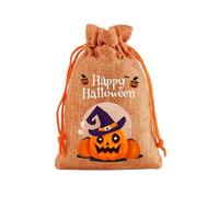 Halloween Drawstring Candy Bags, 10 x 14 cm Halloween Burlap Gift Bags Different Pumpkin Patterns Witch's Hat Black Cat on Pumpkin Halloween Party Gift Bags Trick or Treat Candy Bag. F