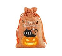 Halloween Drawstring Candy Bags, 10 x 14 cm Halloween Burlap Gift Bags Different Pumpkin Patterns Witch's Hat Black Cat on Pumpkin Halloween Party Gift Bags Trick or Treat Candy Bag. I