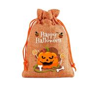 Halloween Drawstring Candy Bags, 10 x 14 cm Halloween Burlap Gift Bags Different Pumpkin Patterns Witch's Hat Black Cat on Pumpkin Halloween Party Gift Bags Trick or Treat Candy Bag. B