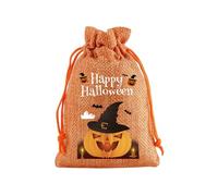 Halloween Drawstring Candy Bags, 10 x 14 cm Halloween Burlap Gift Bags Different Pumpkin Patterns Witch's Hat Black Cat on Pumpkin Halloween Party Gift Bags Trick or Treat Candy Bag. H