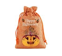 Halloween Drawstring Candy Bags, 10 x 14 cm Halloween Burlap Gift Bags Different Pumpkin Patterns Witch's Hat Black Cat on Pumpkin Halloween Party Gift Bags Trick or Treat Candy Bag. C