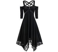 Halloween Dress for Women Renaissance Hoodie Dress Halloween Party Dress Dresses Plus Size Dress Medieval Costume Hooded Cloak Medieval Dress Teens/Women Party Dress Black