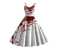 Halloween Dress for Women Sleeveless Gothic Dress Women Rockabilly Retro 1950s Spaghetti Strap Swing A-Line Dresses Cocktail Party Evening Prom Gown Halloween Costumes