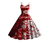 Halloween Dress for Women Sleeveless Gothic Dress Women Rockabilly Retro 1950s Spaghetti Strap Swing A-Line Dresses Cocktail Party Evening Prom Gown Halloween Costumes