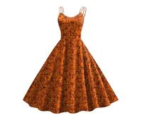 Halloween Dress for Women Sleeveless Gothic Dress Women Rockabilly Retro 1950s Spaghetti Strap Swing A-Line Dresses Cocktail Party Evening Prom Gown Halloween Costumes