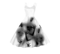 Halloween Dress for Women Sleeveless Gothic Dress Women Rockabilly Retro 1950s Spaghetti Strap Swing A-Line Dresses Cocktail Party Evening Prom Gown Halloween Costumes