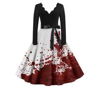 Halloween Dress Long Sleeve Carnival Carnival Fantasy Plus Size Full Skirt | Dead Gothic Wicked Witch Flowy Witches Vintage Goth Fancy Scary Skater Party Vampire Halloween Costumes Adult