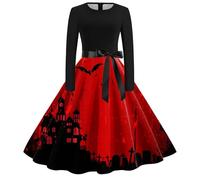 Halloween Dress Women Dark Style Costumes Dresses Hooded Witch Retro 1950s Angel Devil Fancy Outfit Vampire Cosplay