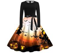 Halloween Dress Women Dark Style Costumes Dresses Hooded Witch Retro 1950s Angel Devil Fancy Outfit Vampire Cosplay