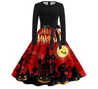 Halloween Dress Women Dark Style Costumes Dresses Hooded Witch Retro 1950s Angel Devil Fancy Outfit Vampire Cosplay