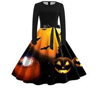 Halloween Dress Women Dark Style Costumes Dresses Hooded Witch Retro 1950s Angel Devil Fancy Outfit Vampire Cosplay