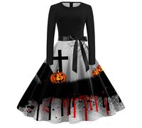 Halloween Dress Women Dark Style Costumes Dresses Hooded Witch Retro 1950s Angel Devil Fancy Outfit Vampire Cosplay