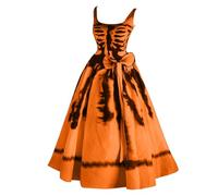 Halloween Dress Women, Halloween Skeleton Costume Funny Skull Pattern Sleeveless Dresses Elegant Ghost Bride Witch Clothing Vintage Hepburn Tunic Dress Evening Dress for Carnival Party Dress