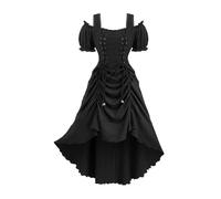Halloween Dress Women UK Sexy Gothic Lace up Banquet Festival Dress Goth Punk Vintage Long Dresses Cold Shoulder Puff Sleeve Evening Gowns Elegant Carnival Cocktail Party Dresses Cosplay Costume