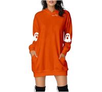 Halloween Dresses for Women Black Dress Woman Outfit Fairy Women's Winter Red Costume Skeleton Womens Plus Size Jumpsuit Costumes UK Adult Female Adults Shirt Orange #1 XL