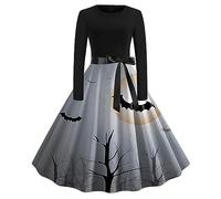 Halloween Dresses for Women Black UK Dress Womens Costumes Witch Costume Long Sleeve Adult Winter Plus Size Red Fancy Skeleton Jumpsuit Grey-1 L