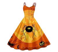 Halloween Dresses for Women Black UK Womens Costume Adult Orange Dress Vintage Costumes Plus Size Woman Outfit Outfits Women's 1940s Clothing Ladies Winter Fairy Witches Fancy Skeleton Orange XXL