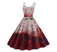 Halloween Dresses For Women Halloween Costume Adult Bloody Print Gothic Pirate Medieval Gothic Fairy Vampire Dead Renaissance Steampunk Dress