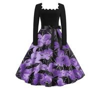halloween dresses for women Halloween Costumes 80s Fancy Dress for Women Novelty Dresses Adult Witch Costume Women's Skirts Cocktail Dress 1950s Vintage Swing Church Tea Party Dresses for Women