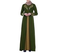 Halloween Dresses for Women Party Wear Arab for Women Muslim Abaya Dubai Lace Islam Muslim Clothes Chiffon Dresses for Women Long Sleeve (Green-A, M)