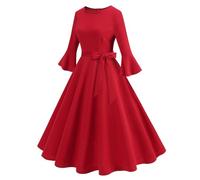 Halloween Dresses for Women Retro Square Neck Long Sleeve Costumes Casual Solid Cocktail Swing Costume Vintage Hepburn Flared Dress Cute Novelty Gothic Cosplay Party Plus Size Dresses