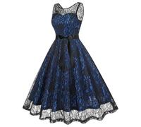 Halloween Dresses for Women Retro V Neck Sleeveless Costume Casual Printed Cosplay Party Flared Dress Vintage Hepburn Costumes Cute Novelty Gothic Cocktail Swing Fashion Dresses Blue