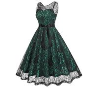 Halloween Dresses for Women Retro V Neck Sleeveless Costume Casual Printed Cosplay Party Flared Dress Vintage Hepburn Costumes Cute Novelty Gothic Cocktail Swing Fashion Dresses Green