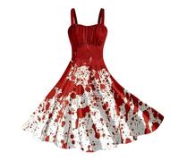 Halloween Dresses for Women Skeleton Costume Adult Wrap Dress Witch Red Costumes Plus Size Mens Fancy Women's Black UK Winter with Pockets Pumpkin Adults Brick Red #1 M