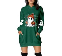 Halloween Dresses for Women Winter Costumes Adult Skeleton Costume Witch Plus Size Black Dress Woman Outfit Clothes Women's Print 2-Army Green L