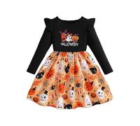 Halloween Dresses Kids Pirate Costume Teenager Long Sleeve Gothic School Therm Party Outfit Little Devil Fancy Dress Bat Print Tutu Pumpkin Printed Princess